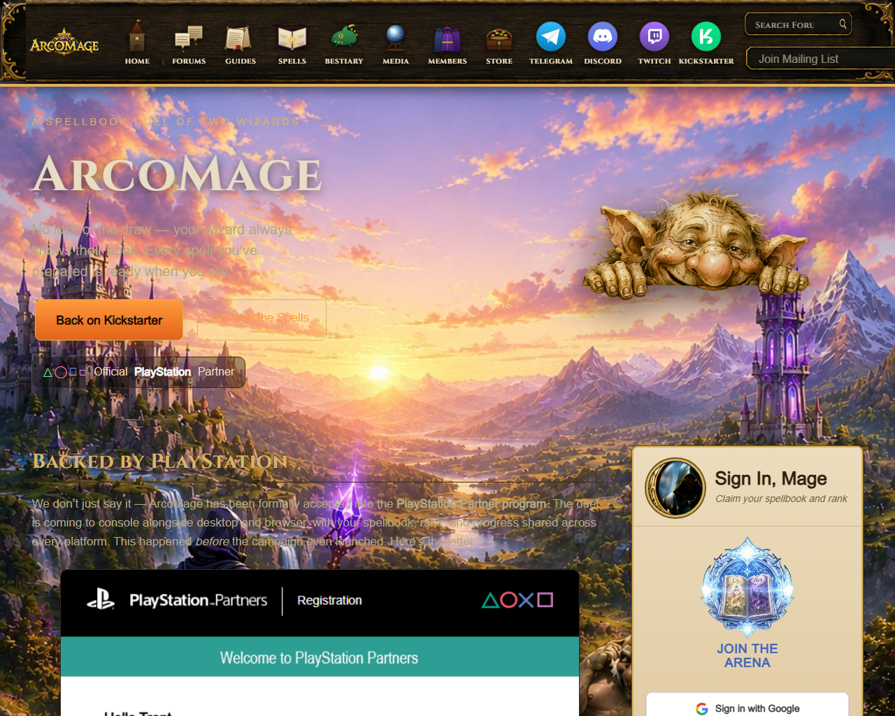 ArcoMage website screenshot