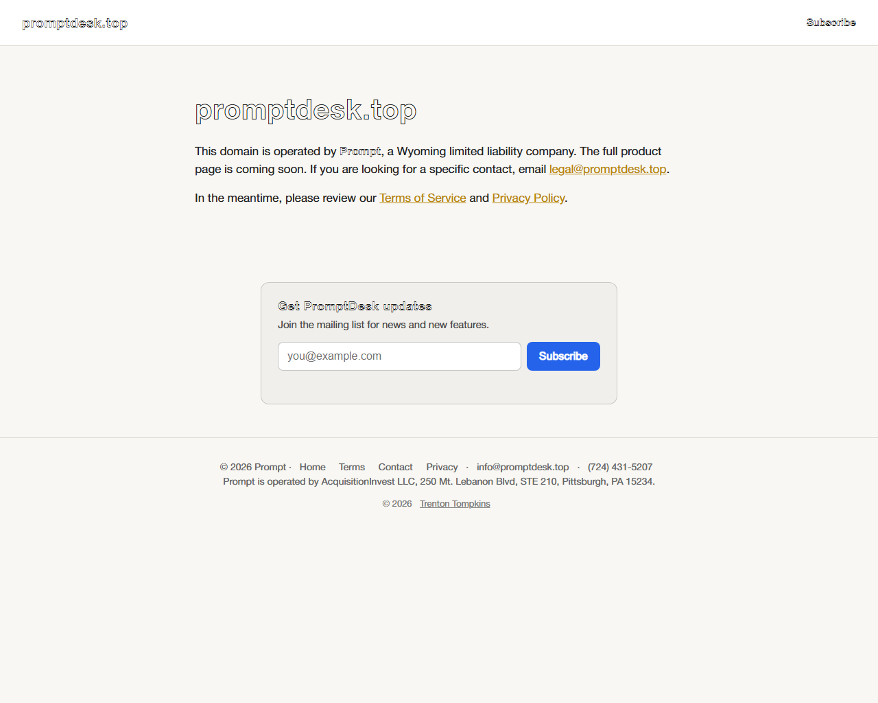 PromptDesk website screenshot