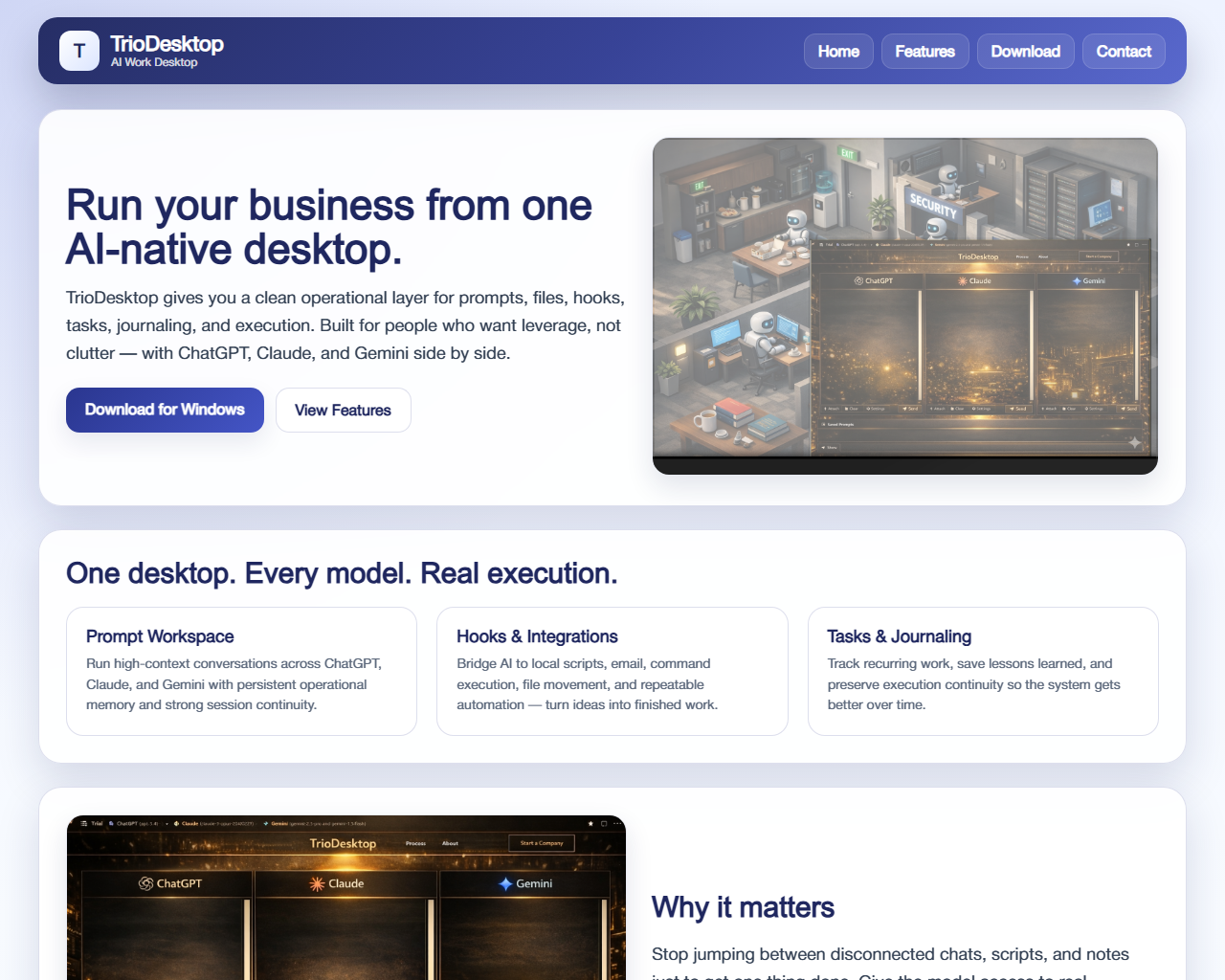 TrioDesktop website screenshot