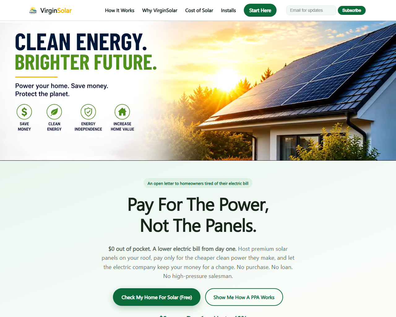 VirginSolar website screenshot